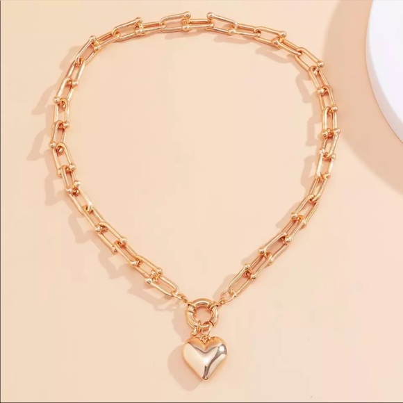 NEW 18K GOLD HOP LOVE HEART CHOKER NECKLACE - Picture 3 of 5